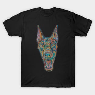 Colorful doberman dog head T-Shirt